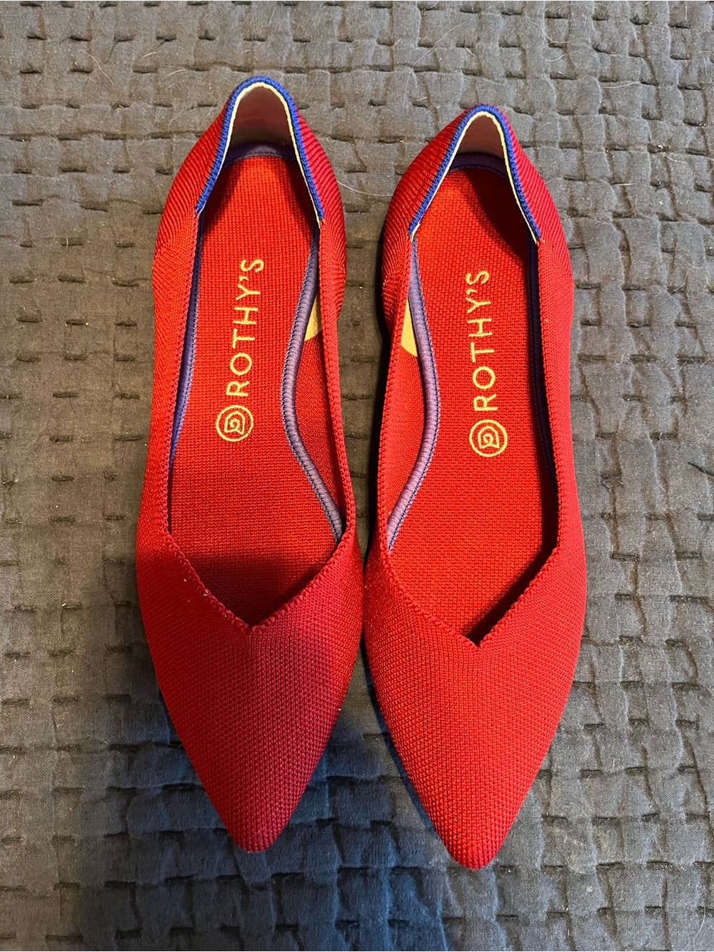 Rothy's Red Pointed Knit Ballet Flats